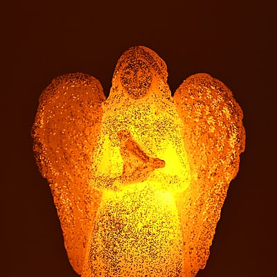 Closeout Set of 3 Wax Angels with LED Light