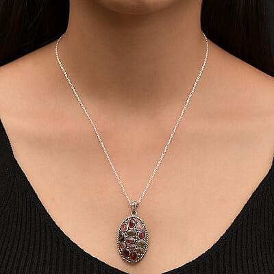 Artisan Crafted Polki Cut Multi-Tourmaline Pendant in Sterling Silver 5.00 ctw