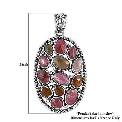 Artisan Crafted Polki Cut Multi-Tourmaline Pendant in Sterling Silver 5.00 ctw