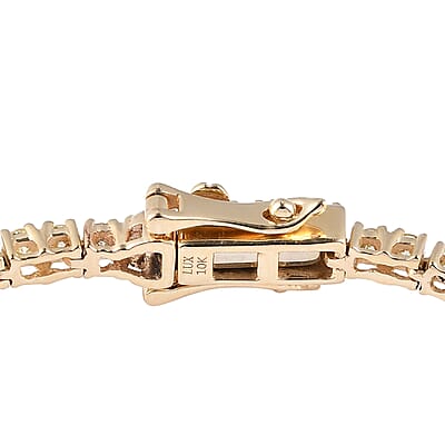 Luxoro 10K Yellow Gold I2-I3 Natural Yellow Diamond Tennis Bracelet (7.25 In) 7.35 Grams 3.00 ctw