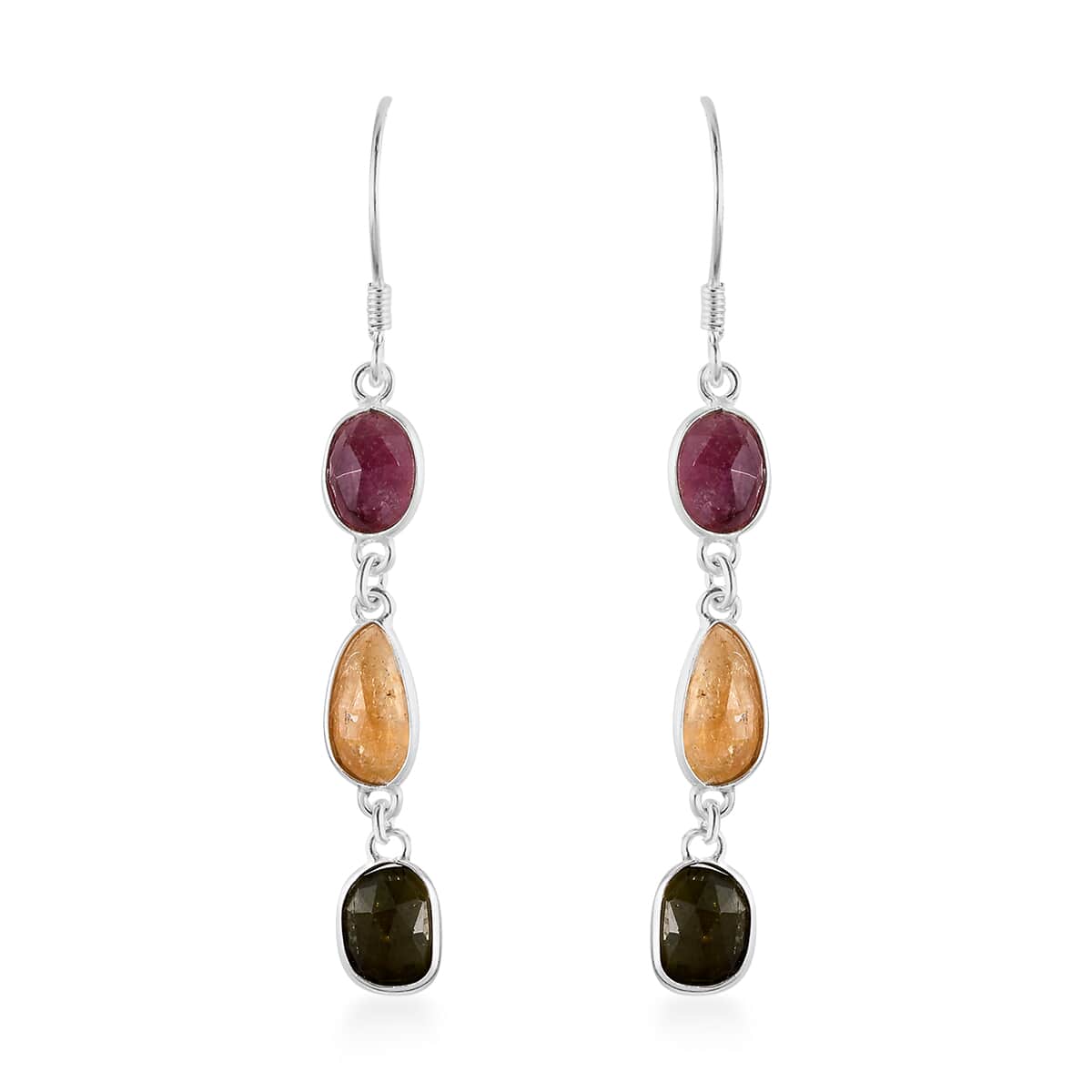 Artisan Crafted Multi-Tourmaline Dangle Earrings in Sterling Silver 3.90 ctw image number 0