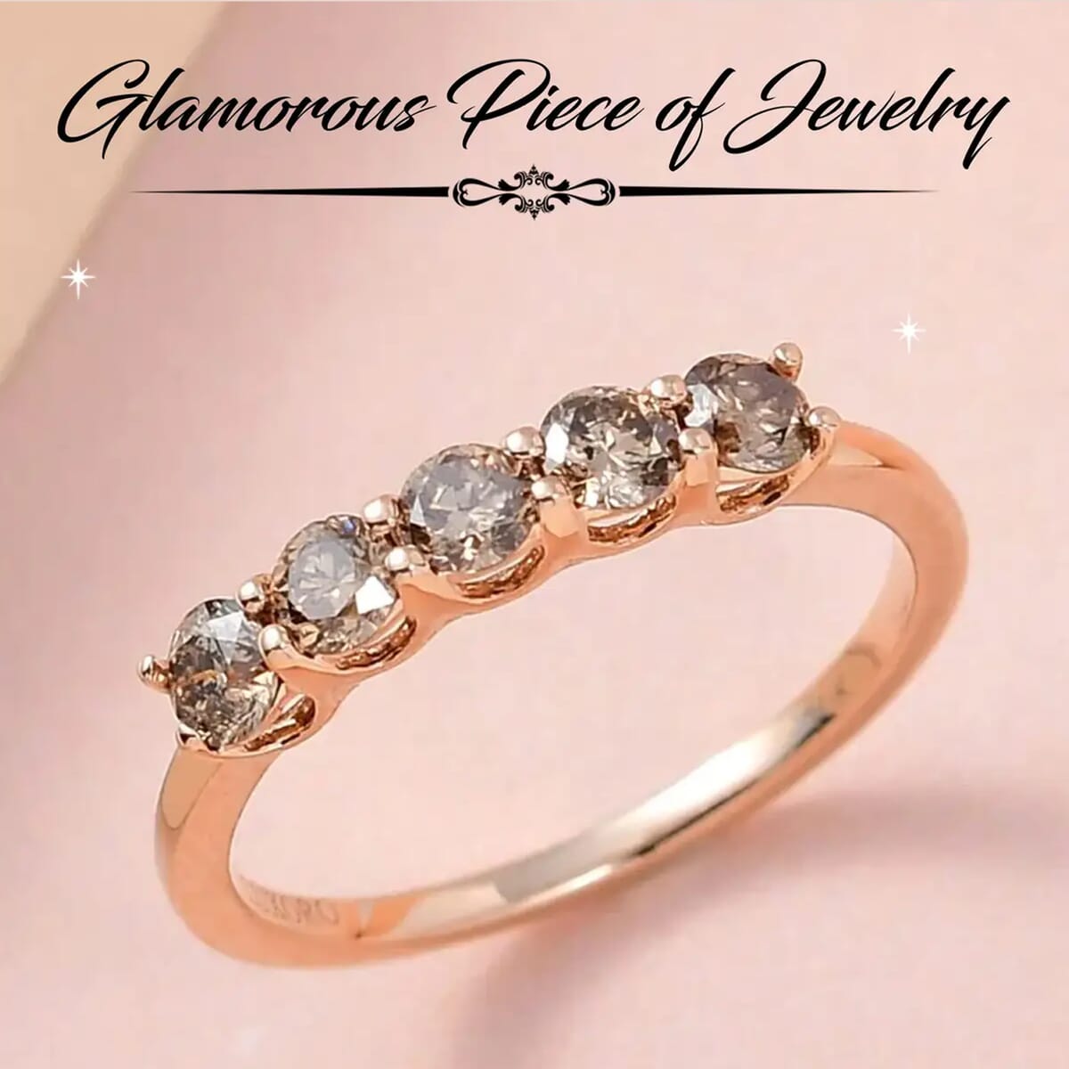 Luxoro 10K Rose Gold Natural Champagne Diamond 1.00 ctw Ring, Gold Ring, Wedding Ring, Promise Rings (Size 9.0) image number 1