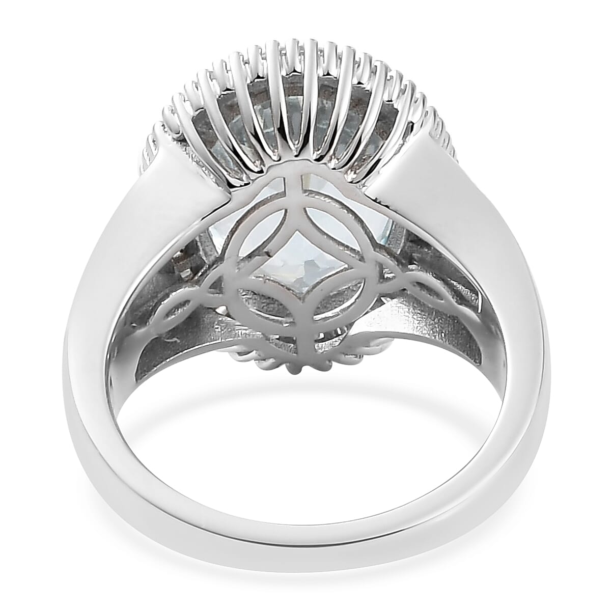 Luxoro 10K White Gold Premium Mangoro Aquamarine (OVL 14x10), Diamond (G-H, I3) (0.45 cts) Ring (Size 7.0) (6.10 g) 5.85 ctw image number 4