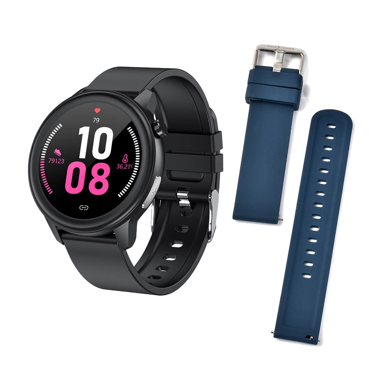 Soulsmart Multi functional Smart Watch with Set of 2 Black and Blue Silicone Strap image number 0