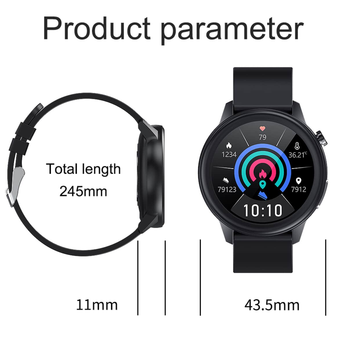 Soulsmart Multi functional Smart Watch with Set of 2 Black and Blue Silicone Strap image number 7