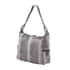 Gray Python Embossed Print Genuine Leather Hobo Bag with Shoulder Straps image number 6