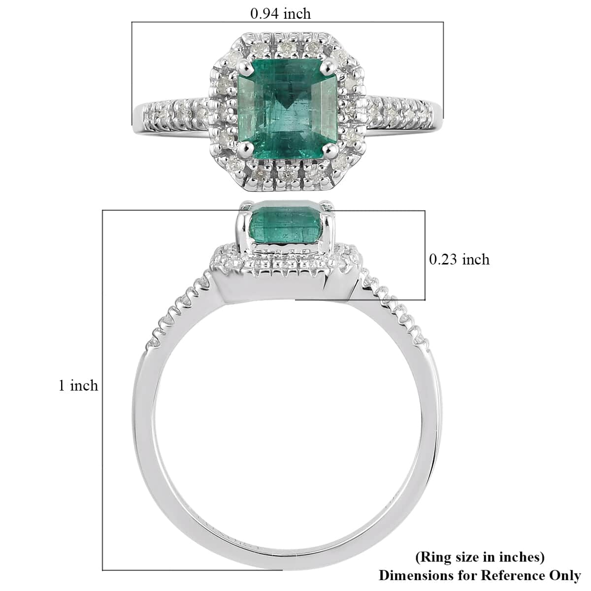 LUXORO 10K White Gold AAA Kagem Zambian Emerald and Diamond Ring (Size 7.0) 2.75 Grams 1.40 ctw image number 5