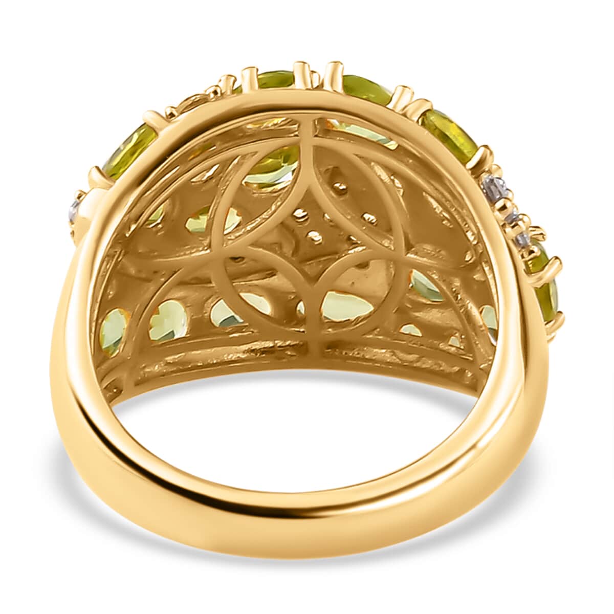 American Natural Arizona Peridot and Natural White Zircon Shooting Star Ring in Vermeil Yellow Gold Over Sterling Silver (Size 10.0) 4.35 ctw image number 4