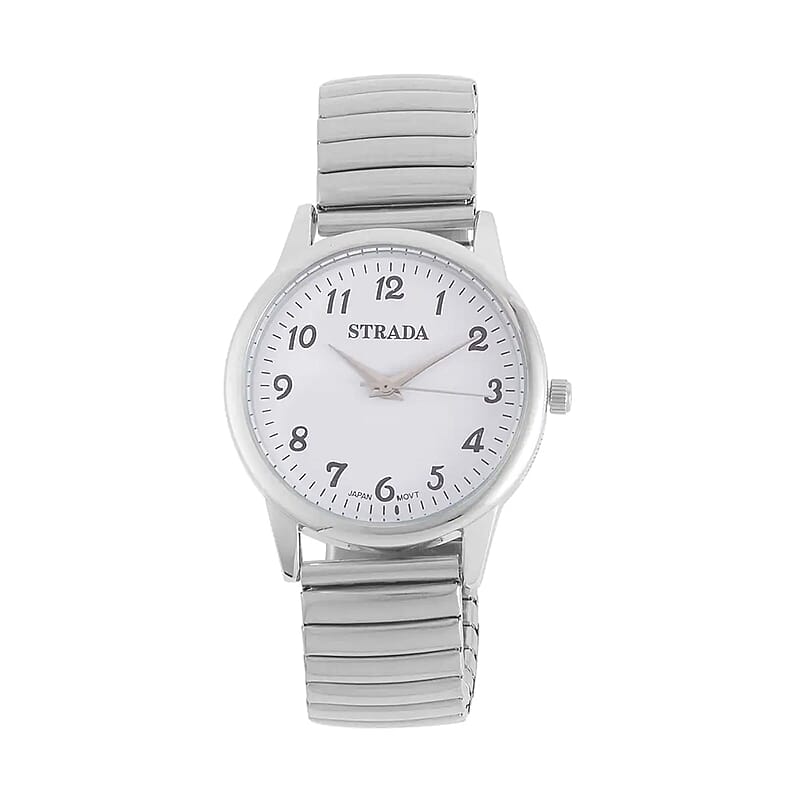 Strada Japanese Movement Stretch Bracelet Watch in Stainless Steel (36mm) (6.50-7.50Inches)