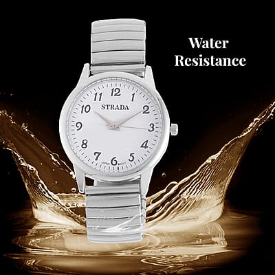 Strada Japanese Movement Stretch Bracelet Watch in Stainless Steel (36mm) (6.50-7.50Inches)