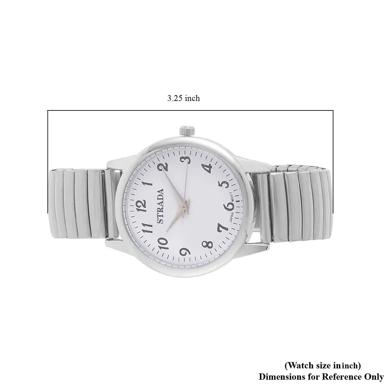 Strada Japanese Movement Stretch Bracelet Watch in Stainless Steel (36mm) (6.50-7.50Inches)