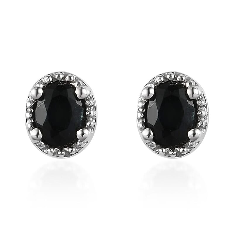 Premium Monte Belo Indicolite Halo Stud Earrings in Platinum Over Sterling Silver 0.30 ctw