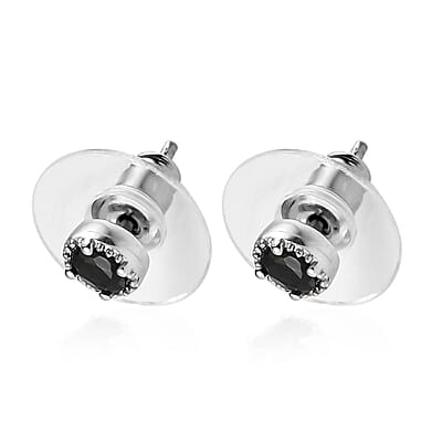 Premium Monte Belo Indicolite Halo Stud Earrings in Platinum Over Sterling Silver 0.30 ctw