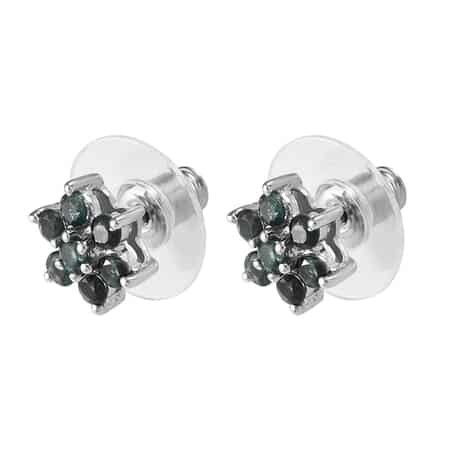 Premium Monte Belo Indicolite Floral Stud Earrings in Platinum Over Sterling Silver 1.00 ctw image number 3