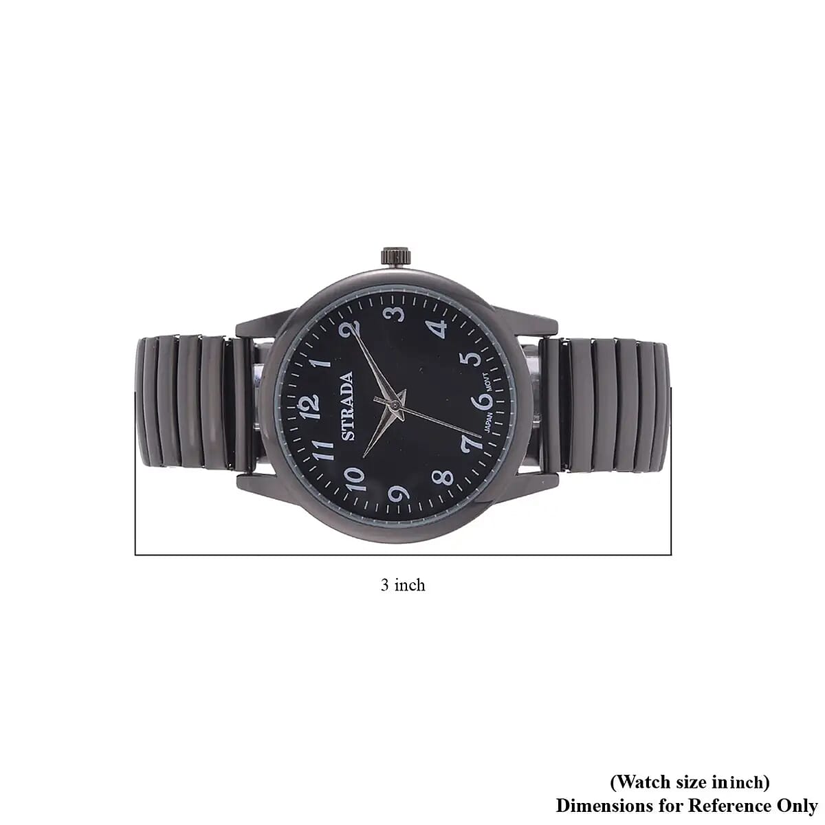 Strada Japanese Movement Stretch Bracelet Watch in ION Plated Black Stainless Steel (36mm) (6.50-7.50Inches) image number 7