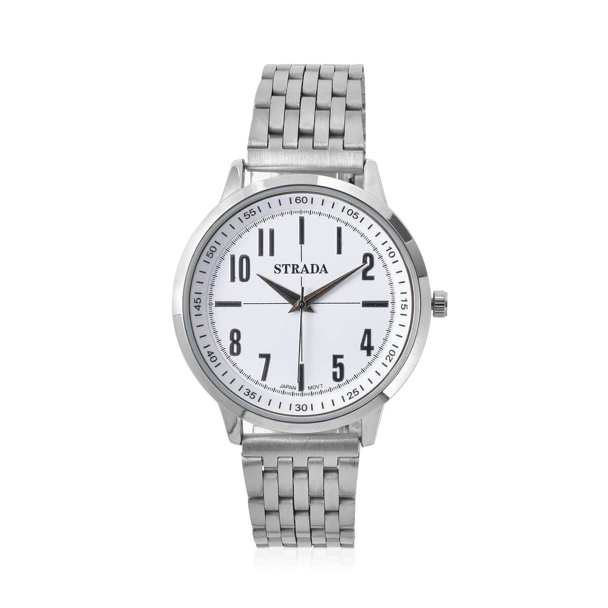 Strada Japanese Movement White Dial Watch in Stainless Steel (40mm) (7.50-8.25Inches) image number 0