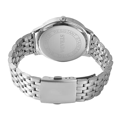 Strada Japanese Movement White Dial Watch in Stainless Steel (40mm) (7.50-8.25Inches)