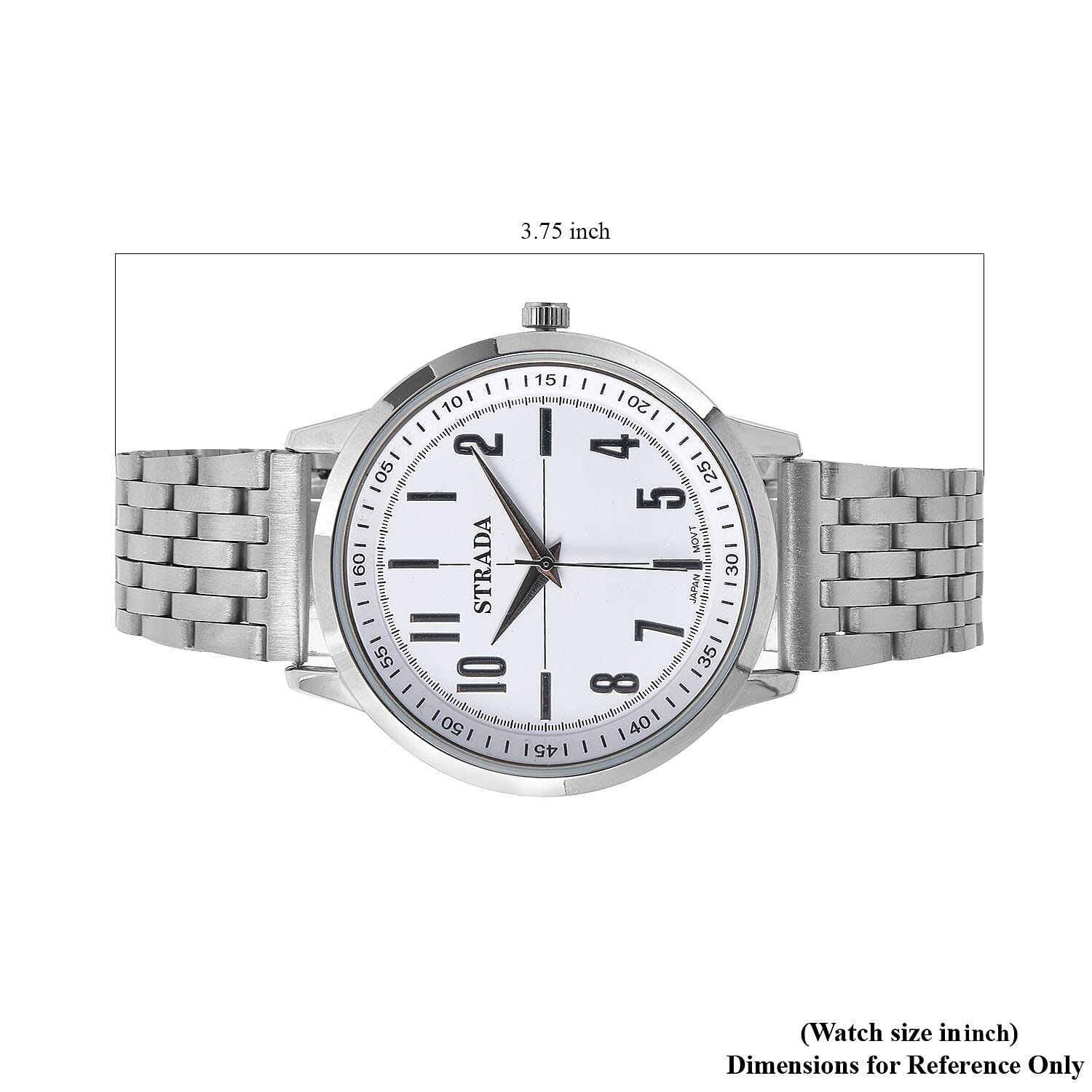 Strada Japanese Movement White Dial Watch in Stainless Steel (40mm) (7.50-8.25Inches)
