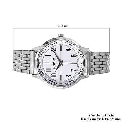 Strada Japanese Movement White Dial Watch in Stainless Steel (40mm) (7.50-8.25Inches)