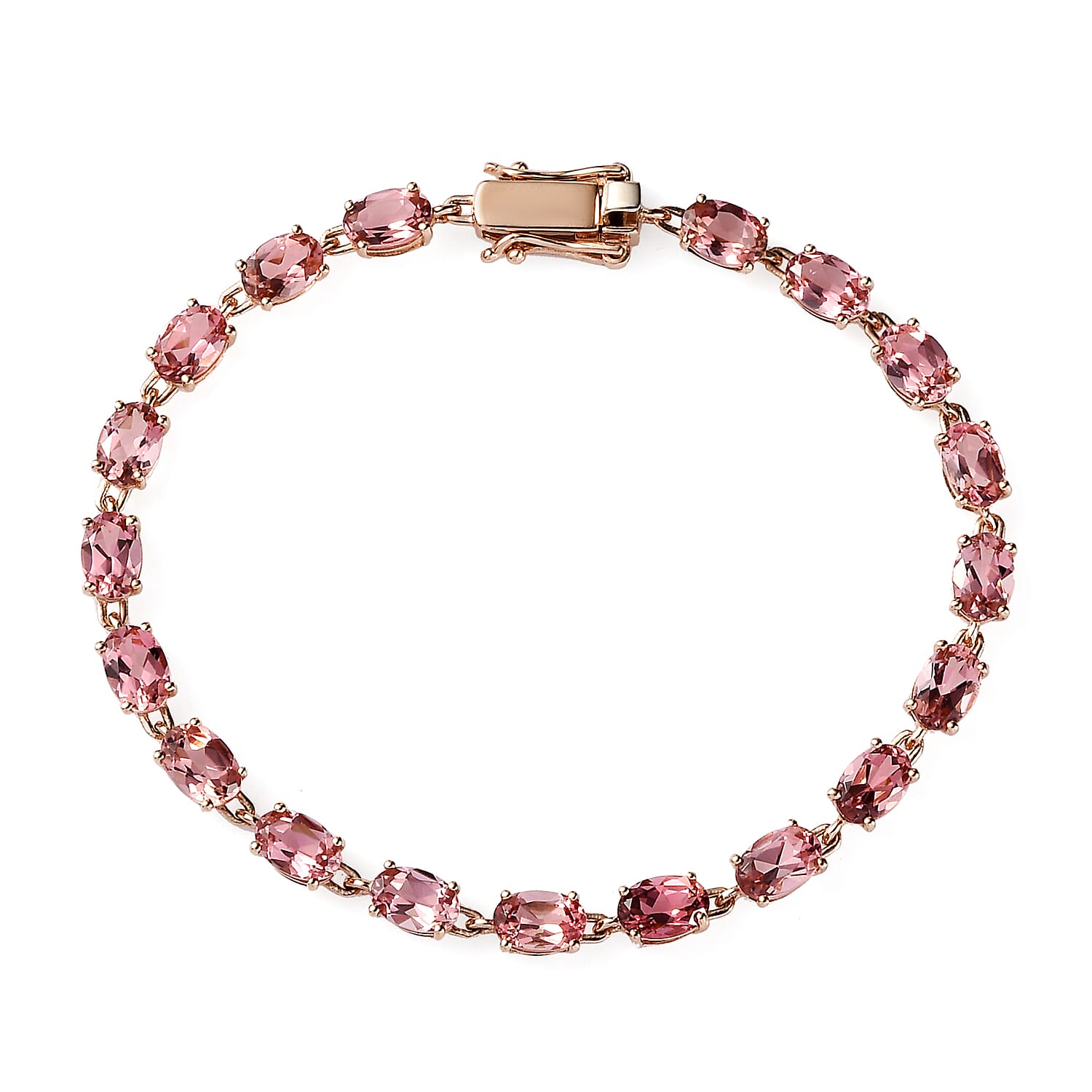 Luxoro 10K Rose Gold Premium Blush Tourmaline Tennis Bracelet (6.50 In) 8.25 ctw