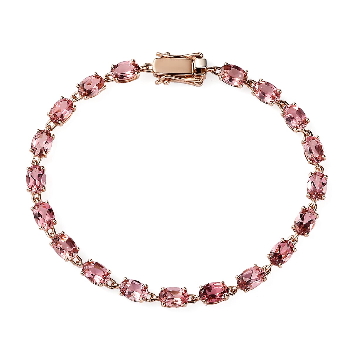 LUXORO 10K Rose Gold Premium Natural Blush Tourmaline Tennis Bracelet (8.00 In) 4.35 Grams 9.90 ctw image number 0