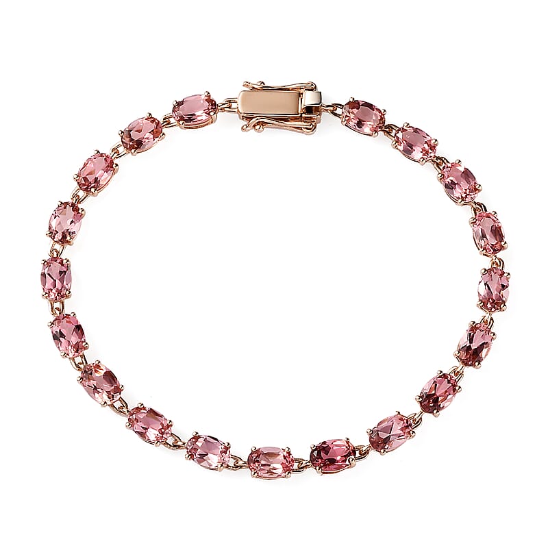 Luxoro 10K Rose Gold Premium Blush Tourmaline Tennis Bracelet (6.50 In) 8.25 ctw