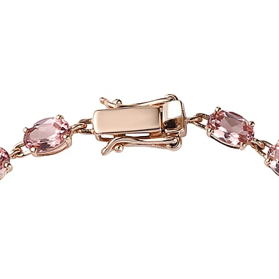 Luxoro 10K Rose Gold Premium Blush Tourmaline Tennis Bracelet (6.50 In) 8.25 ctw