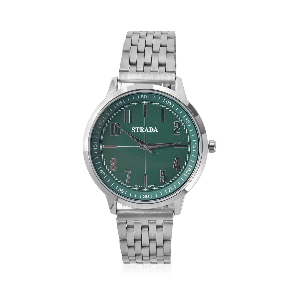 Strada Japanese Movement Dark Green Dial Watch in Stainless Steel (40mm) (7.50-8.25Inches) image number 0