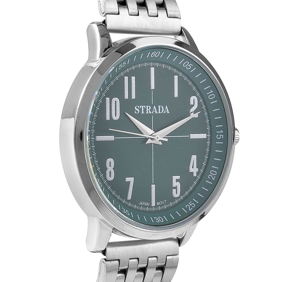 Strada Japanese Movement Dark Green Dial Watch in Stainless Steel (40mm) (7.50-8.25Inches) image number 3