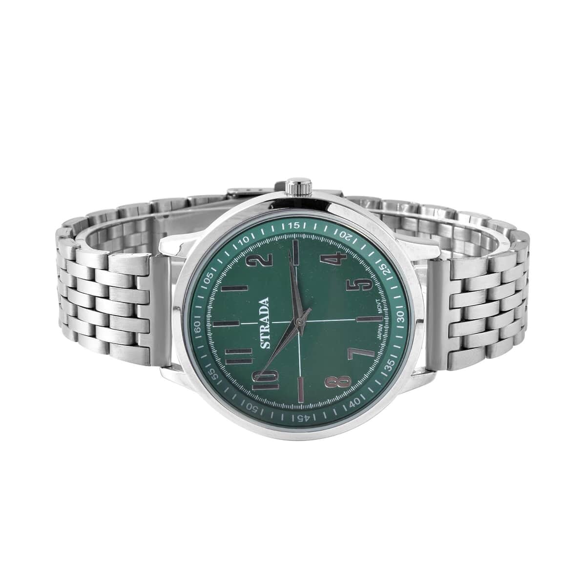 Strada Japanese Movement Dark Green Dial Watch in Stainless Steel (40mm) (7.50-8.25Inches) image number 4