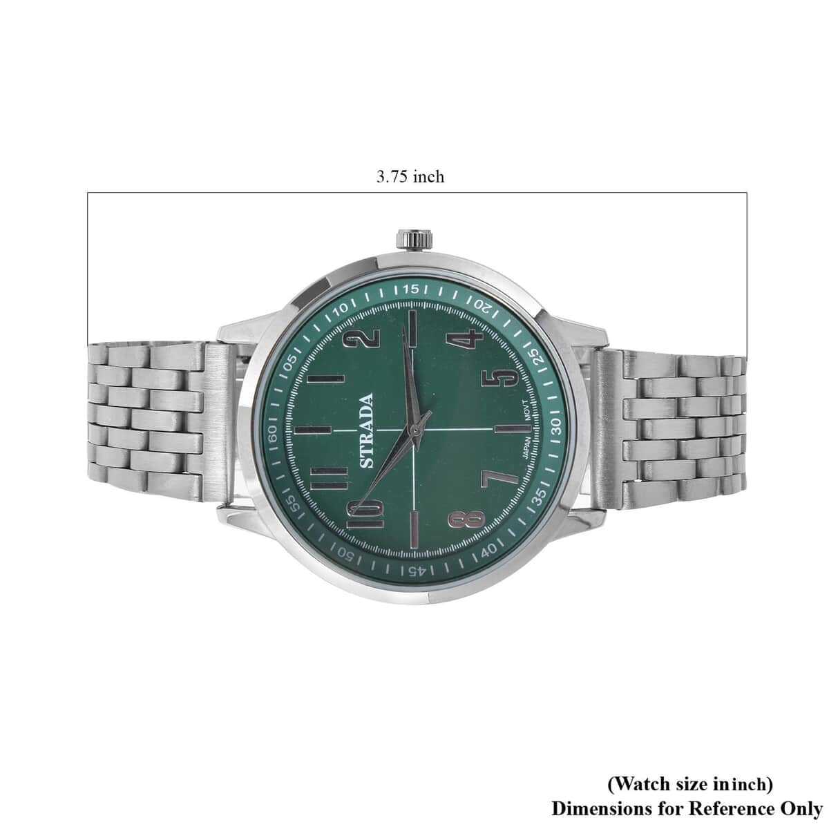 Strada Japanese Movement Dark Green Dial Watch in Stainless Steel (40mm) (7.50-8.25Inches) image number 6