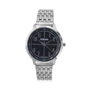 Strada Japanese Movement Black Dial Watch in Stainless Steel (40mm) (7.50-8.25Inches)