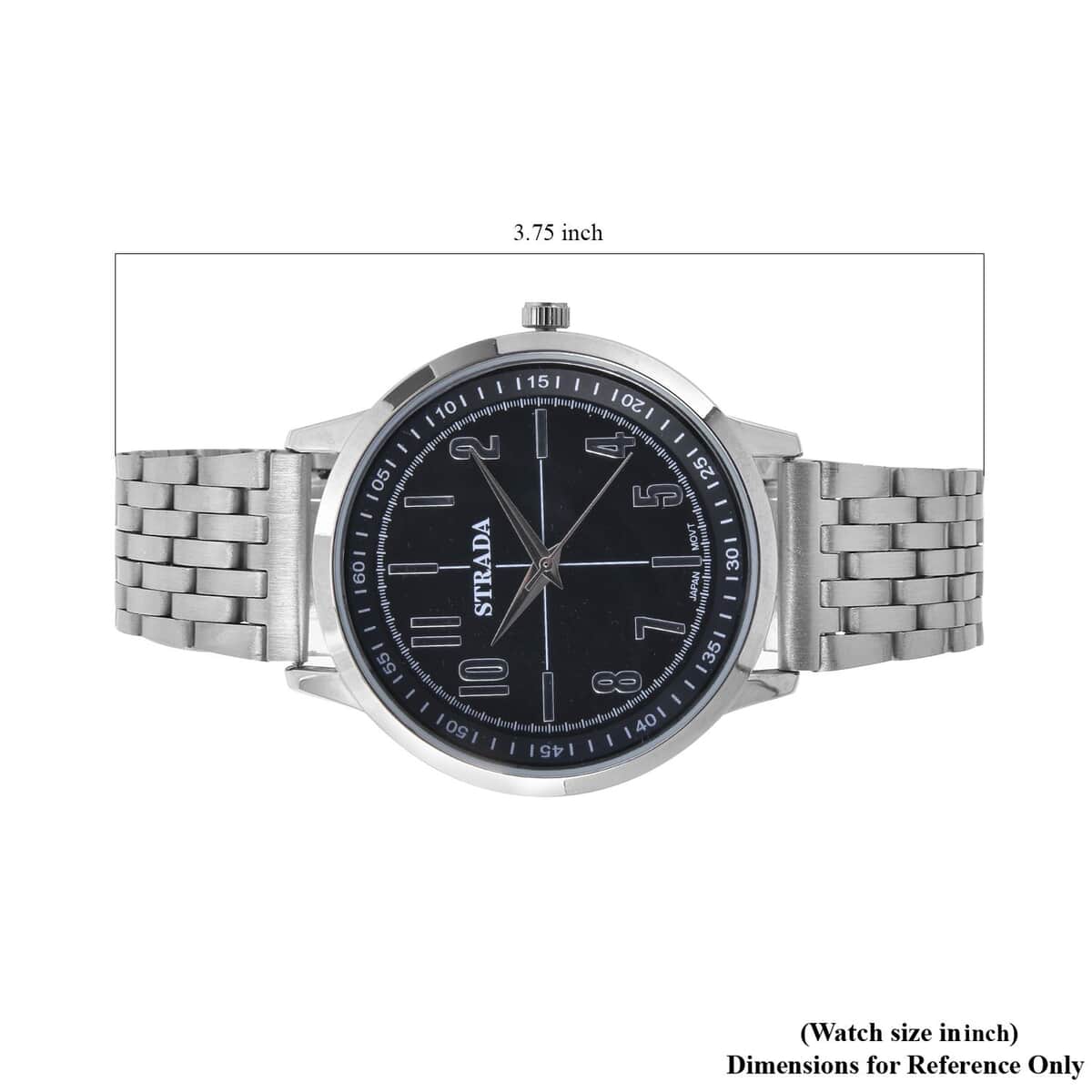 Strada Japanese Movement Black Dial Watch in Stainless Steel (40mm) (7.50-8.25Inches) image number 6