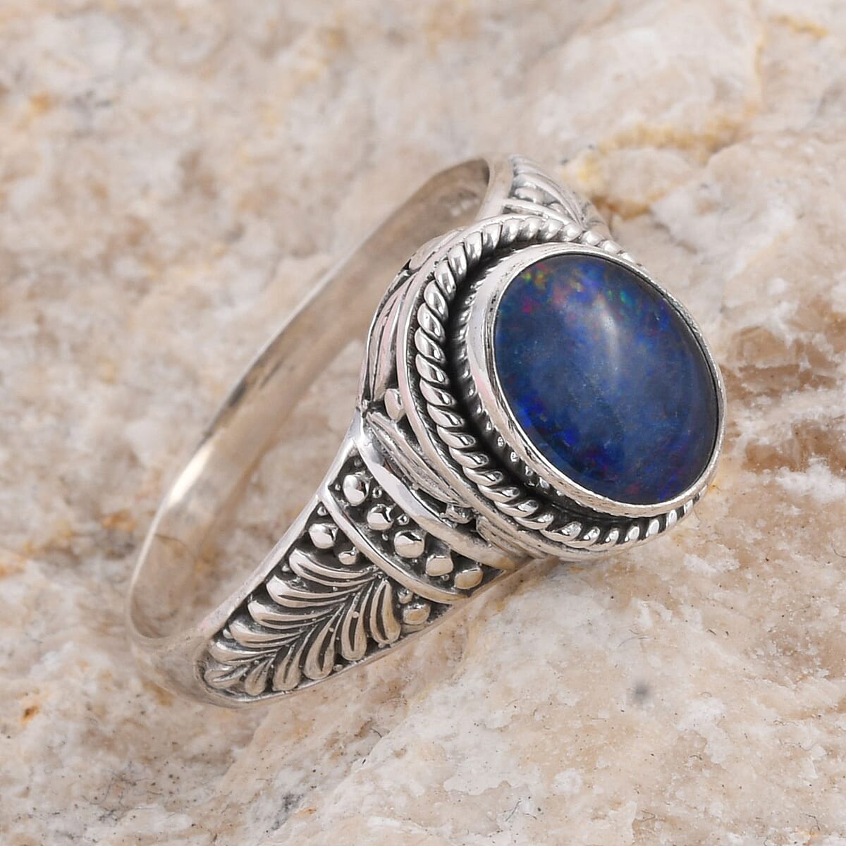 Bali Legacy Boulder Opal Triplet Ring in Sterling Silver (Size 8.0) 1.75 ctw image number 1