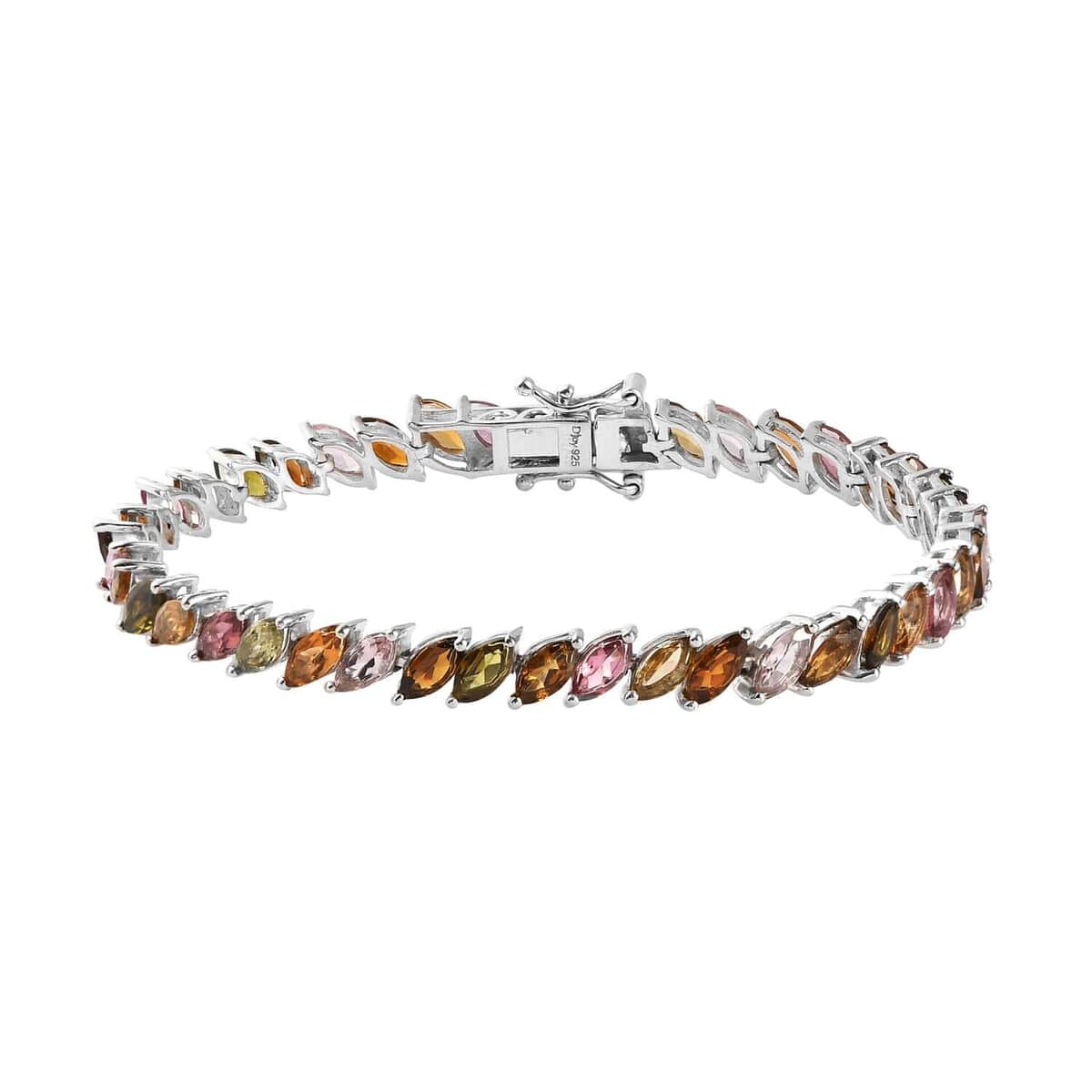 Multi-Tourmaline Tennis Bracelet in Platinum Over Sterling Silver (6.50 In) 8.80 Grams 9.15 ctw image number 0