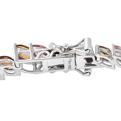 Multi-Tourmaline Tennis Bracelet in Platinum Over Sterling Silver (6.50 In) 9.15 ctw