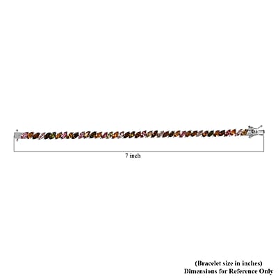 Multi-Tourmaline Tennis Bracelet in Platinum Over Sterling Silver (6.50 In) 9.15 ctw