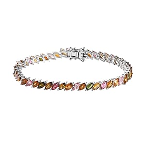 Multi-Tourmaline Tennis Bracelet in Platinum Over Sterling Silver (7.25 In) 10.50 ctw