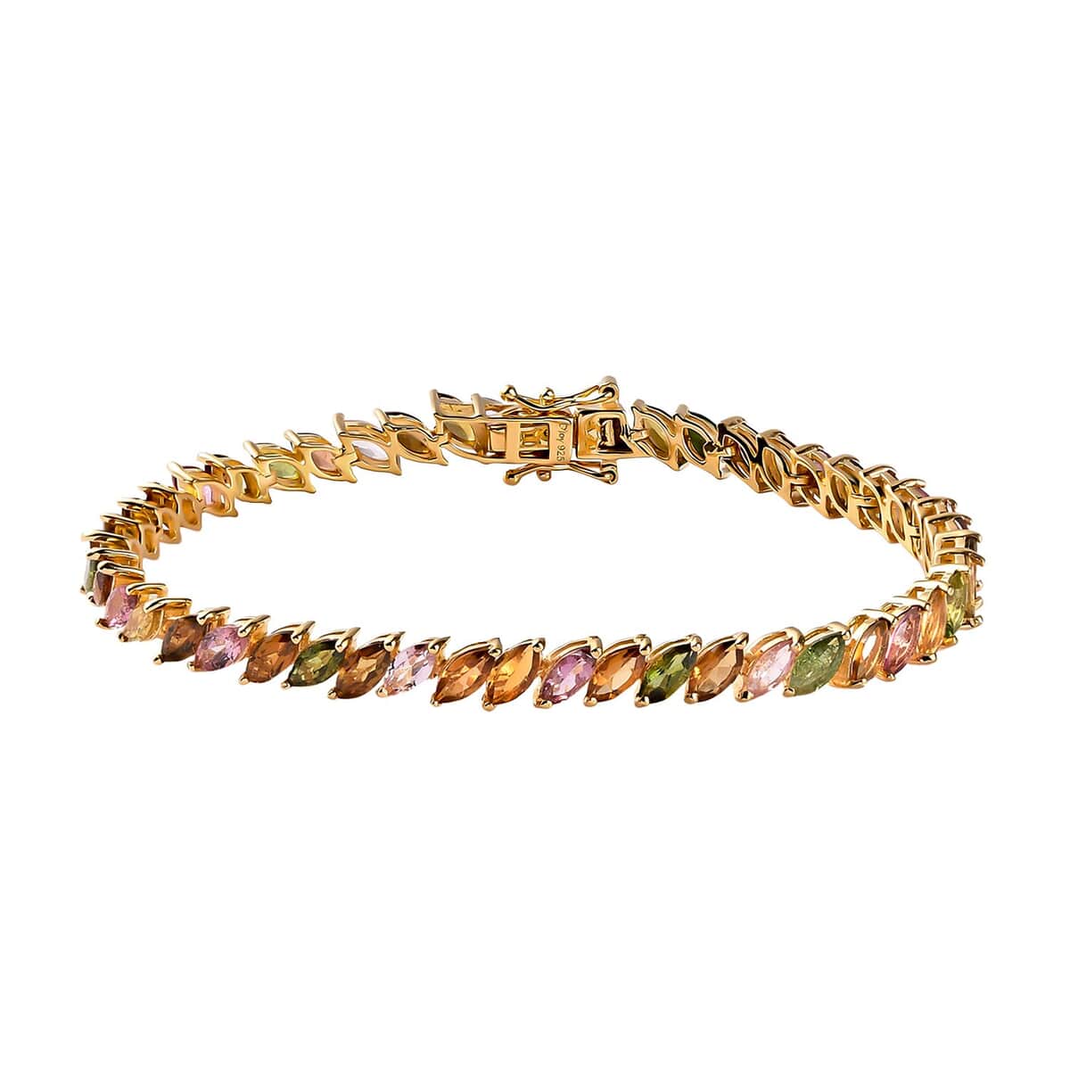 Multi-Tourmaline Tennis Bracelet in Vermeil Yellow Gold Over Sterling Silver (7.25 In) 10.50 ctw image number 0