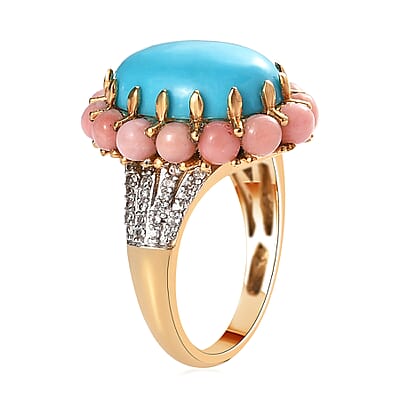Sleeping Beauty Turquoise and Multi Gemstone Ring in Vermeil Yellow Gold Over Sterling Silver (Size 10.0) 6.00 ctw