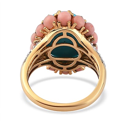 Sleeping Beauty Turquoise and Multi Gemstone Ring in Vermeil Yellow Gold Over Sterling Silver (Size 10.0) 6.00 ctw