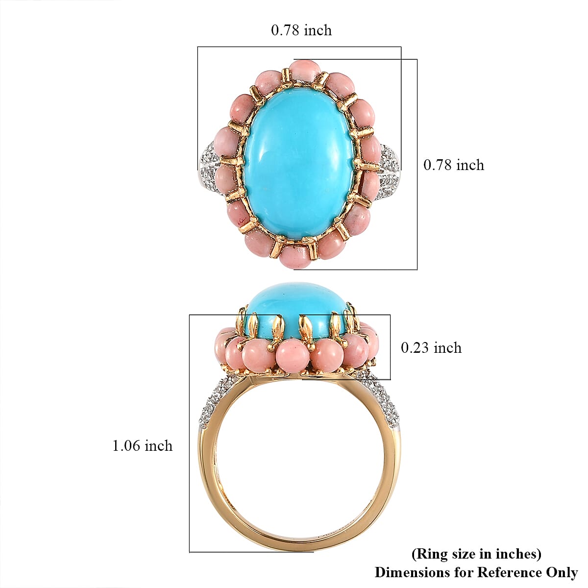 Sleeping Beauty Turquoise and Multi Gemstone Ring in Vermeil Yellow Gold Over Sterling Silver (Size 10.0) 6.00 ctw