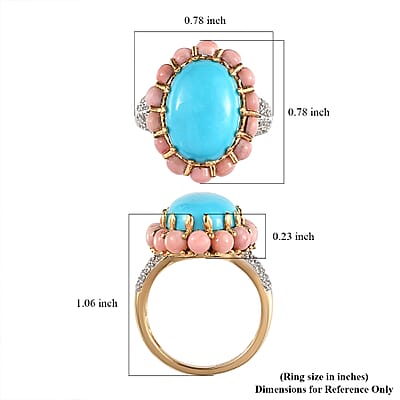 Sleeping Beauty Turquoise and Multi Gemstone Ring in Vermeil Yellow Gold Over Sterling Silver (Size 10.0) 6.00 ctw