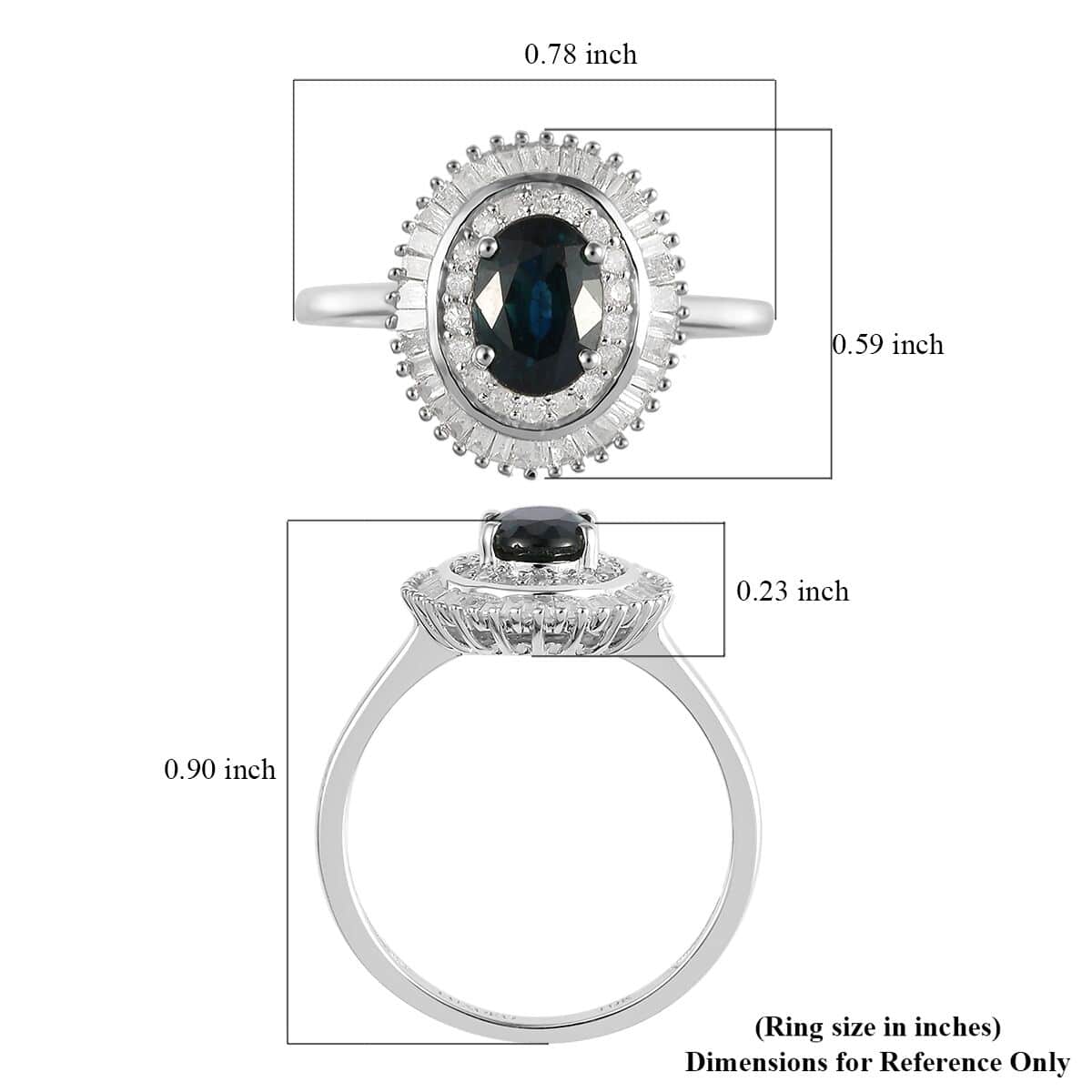 LUXORO 10K White Gold AAA Indigo Sapphire and G-H I3 Diamond Double Halo Ring (Size 10.0) 2.10 Grams 1.35 ctw image number 5
