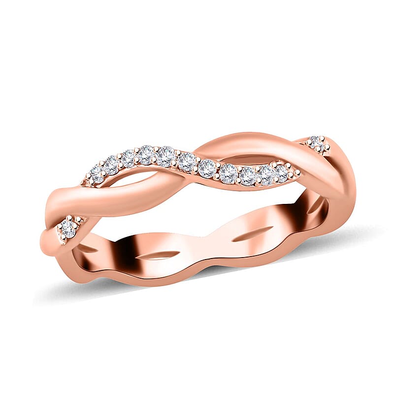 Natural Pink Diamond I3 Band Ring in Vermeil Rose Gold Over Sterling Silver (Size 10.0) 0.10 ctw