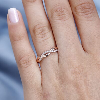 Natural Pink Diamond I3 Band Ring in Vermeil Rose Gold Over Sterling Silver (Size 10.0) 0.10 ctw