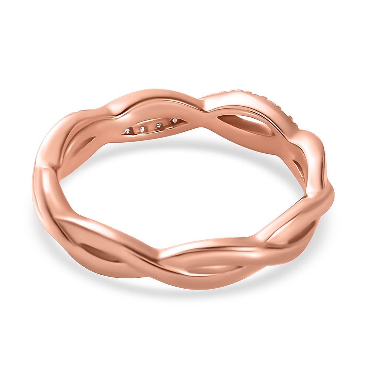 Natural Pink Diamond I3 Band Ring in Vermeil Rose Gold Over Sterling Silver (Size 10.0) 0.10 ctw