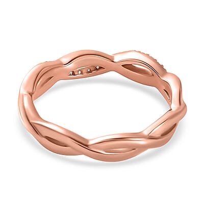 Natural Pink Diamond I3 Band Ring in Vermeil Rose Gold Over Sterling Silver (Size 10.0) 0.10 ctw