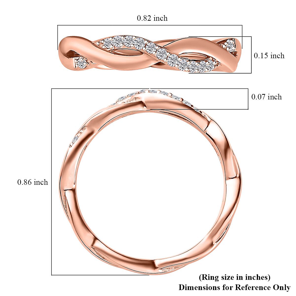 Natural Pink Diamond I3 Band Ring in Vermeil Rose Gold Over Sterling Silver (Size 10.0) 0.10 ctw
