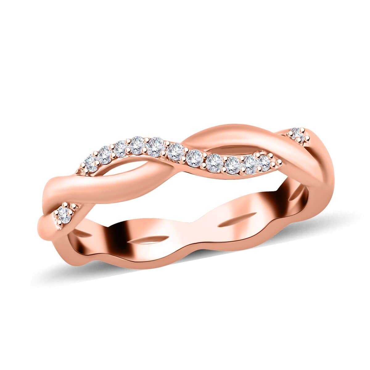 Natural Pink Diamond I3 Band Ring in Vermeil Rose Gold Over Sterling Silver (Size 6.0) 0.10 ctw image number 0